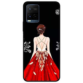 Ốp lưng dành cho Vivo Y21 - Vivo Y21s mẫu Cô Gái Đầm Đỏ Nền Đen