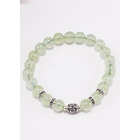 Vòng tay thạch anh xanh phối charm lục tự bạc (7mm) Ngọc Quý Gemstones