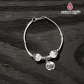 Vòng bạc phối đá thiên nhiên 8mm phối charm hoa sen bạc - Ngọc Quý Gemstones