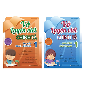 Sách - Combo Vở Luyện Viết Chính Tả Lớp 1 - Âm - Vần - Đoạn - Chữ Hoa - Dấu Thanh (MG)