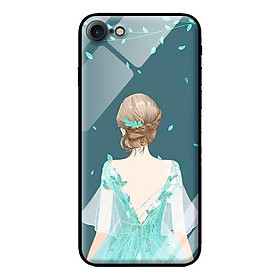 Ốp kính cường lực cho iPhone 7  Cô Gái Nền Xanh - Hàng chính hãng