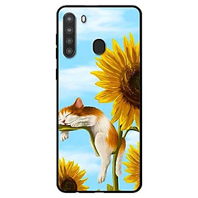Ốp lưng dành cho Samsung Galaxy A21 mẫu Mèo Ngủ Hoa