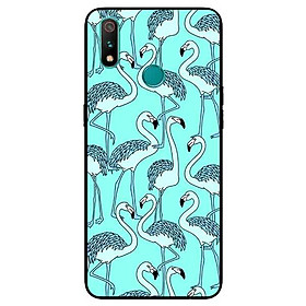 Ốp Lưng in cho Realme 3 Pro Mẫu Đàn Hạc Nền Xanh - Hàng Chính Hãng