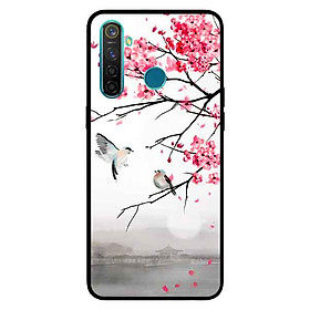 Ốp Lưng in cho Realme 5 Pro / Realme Q Mẫu Chim Nền Anh Đào - Hàng Chính Hãng