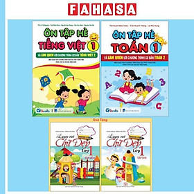 Sách - Bộ Sách Ôn Tập Hè Tiếng Việt 1 + Ôn Tập Hè Toán 1 (Bộ 2 Cuốn) - Tặng Kèm Sách Luyện Viết Chữ Đẹp Lớp 1 - Tập 1 + Tập 2