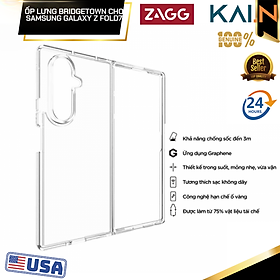 Ốp lưng trong suốt ZAGG Bridgetown/ Bridgetown Snap sạc từ tính cho Samsung Galaxy Z Fold7 chống sốc 3m ứng dụng vật liệu Graphene_ Hàng Chính Hãng