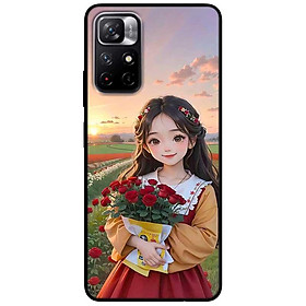 Ốp lưng cho Xiaomi Redmi Note 11 - 11S 4G - Redmi Note 11 5G - 11 Pro Q.Tế - 11 Pro N.Địa - Thiếu Nữ Cầm Hoa Hồng - Hàng Chính Hãng