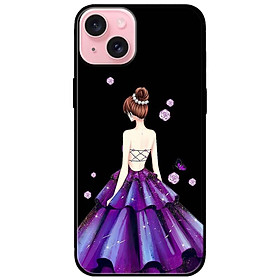 Ốp lưng dành cho Iphone 15 - Iphone 15 Plus - Iphone 15 Pro - Iphone 15 Pro Max - Cô Gái Đầm Tím Nền Đen - Hàng Chính Hãng