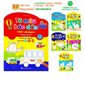 Sách - Bộ Tô Màu Bóc Dán 100+ Stickers (Song Ngữ Anh – Việt), bộ 6 quyển