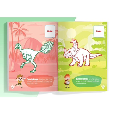 Sách - Con Tô Màu - Thám Hiểm Thế Giới Khủng Long (24 Stickers) - Megabook