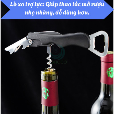 Dụng cụ mở nắp chai đa năng 3 trong 1 Đồ khui rượu vang kiêm mở nắp chai và dao cắt giấy bạc Dụng cụ mở bia và rượu chuyên dụng cho nhà hàng Khui rượu vang chuyên nghiệp Dụng cụ mở nắp chai đa năng tay cầm nhựa cao cấp