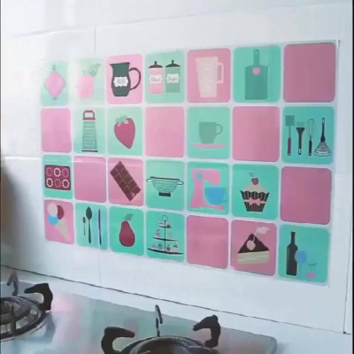 ( loại 1)Giấy dán tường cách nhiệt, chống dầu mỡ cho nhà bếp, Chịu Nhiệt - Decal Dán Bếp Họa Tiết 3D (45x75cm)