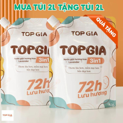 Nước Giặt MUA 1 TẶNG 1 TopGia 3in1, Lavender,Hoa Hồng,Dịu Nhẹ Sạch Vết Bẩn, Lưu Hương 72h