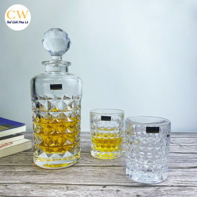 Bộ Bình Ly Rượu Mạnh Whisky Pha Lê Tiệp Khắc Crystalite Bohemia Diamond