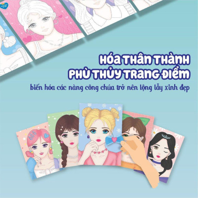 Sách - Trang Điểm Công Chúa Hàn Quốc Mina - Tô Màu Và Bóc Dán Hơn 100+ Stickers Xinh Đẹp Cho Bé Gái - Megabook