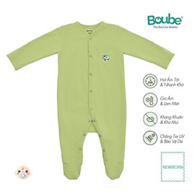 Bộ liền thân, bodysuit liền tất dài tay cho trẻ sơ sinh nhiều màu sắc Boube, vải Cotton organic thoáng mát- Size Newborn