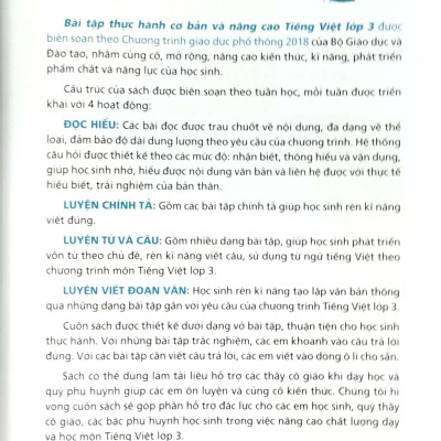 Bài Tập Thực Hành Cơ Bản Và Nâng Cao Tiếng Việt Lớp 3 Tập 1 (Theo Chương Trình Giáo Dục Phổ Thông Mới)
