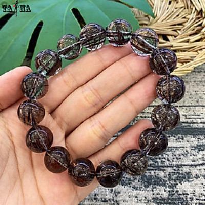 Vòng tay đá thạch anh tóc đen 7A VIP hợp mệnh Thủy, Mộc