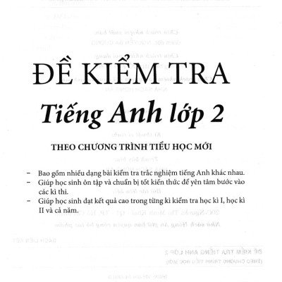 Đề Kiểm Tra Tiếng Anh Lớp 2 (Dùng Chung Cho Các Bộ SGK Hiện Hành)