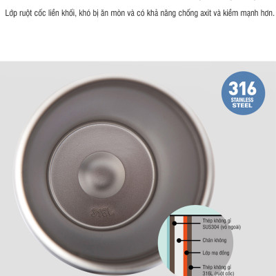 Ly giữ nhiệt LocknLock 550ml màu trắng LHC3249WHT - Hàng chính hãng, mở nắp một chạm, chất liệu thép không gỉ miệng ly rộng - JoyMall