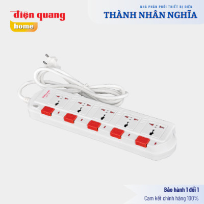 Ổ cắm Điện Quang ĐQ ESK SM750SL (5 lỗ 3 chấu, 5 công tắc)