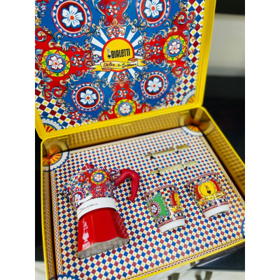 Set quà tặng ấm pha cafe BIALETTI DOLCE&GABBANA MOKA EXPRESS, LY VÀ KHUẤY CÀ PHÊ - Hàng chính hãng