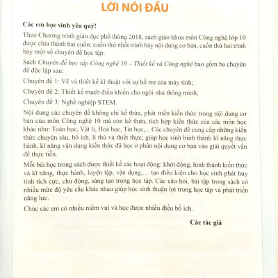 Chuyên Đề Học Tập Công Nghệ 10: Thiết Kế Và Công Nghệ (Cánh Diều) (2023)