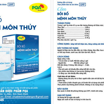 Cốm Mệnh Môn Thủy PQA Giúp Bồi Bổ Thận Âm, Nhuận Sắc Và Tăng Cường Sức Khỏe Hộp 12 Gói