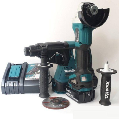 BỘ KIT MÁY MÀI VÀ KHOAN BÚA DÙNG PIN 18V MAKITA DLX2161X (02 PIN 18V/3.0AH 01 ĐẾ SẠC NHANH) - HÀNG CHÍNH HÃNG