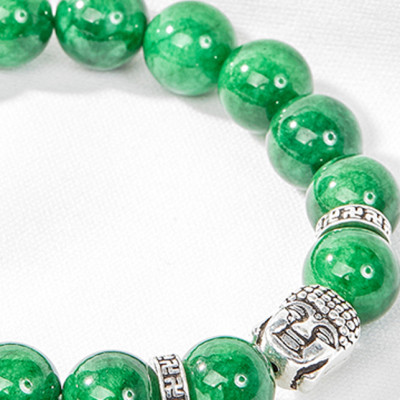 Vòng đá cẩm thạch sơn thủy thiên nhiên phối charm phật bạc Ngọc Quý Gemstones