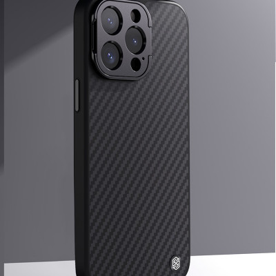 Ốp Lưng Sợi Carbon Chống Rơi Chống Trượt Cho Iphone 14 Pro Max, 15 Pro , 15 Pro Max hiệu Nillkin CarboProp hỗ trợ sạc từ có giá đỡ bảo vệ camera - Hàng nhập khẩu