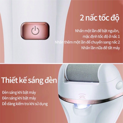 Máy chà gót chân tẩy tế bào chết 3 đầu mài 2 chế độ cao cấp, máy mài gót chân đa năng - tặng kèm bộ phụ kiện 10 món