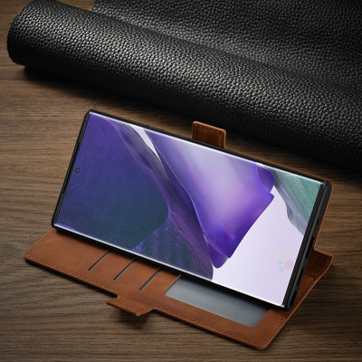 Bao Da Bò Non Dành Cho SamSung Galaxy S23 Ultra Chính Hãng Forwenw- Thiết kế Dạng Ví có Ngăn Đựng thẻ, Tiền, Có Hít ôm vào Máy - Hàng Chính hãng