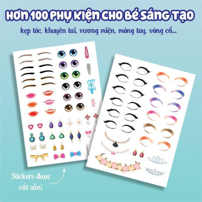 Sách - Trang Điểm Công Chúa Hàn Quốc Mina - Tô Màu Và Bóc Dán Hơn 100+ Stickers Xinh Đẹp Cho Bé Gái - Megabook