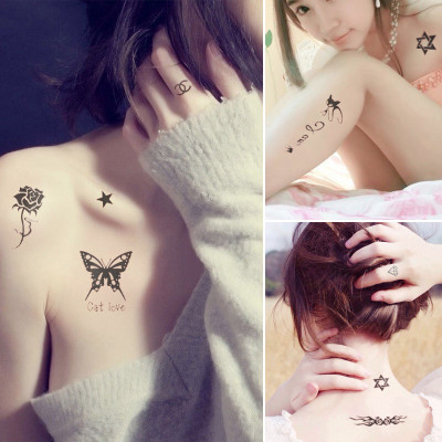 301 hình xăm dán Tatoo nữ tính hoạ tiết mèo bướm hoa lá  