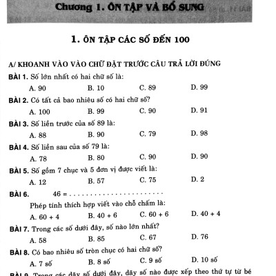 Các Dạng Bài Tập Trắc Nghiệm Toán 2 (Theo Chương Trình Giáo Dục Phổ Thông Mới)