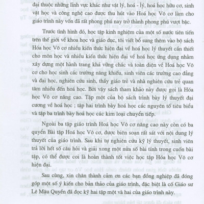 Hóa Học Vô Cơ Nâng Cao - Tập 1: Lý Thuyết Đại Cương Về Hóa Học