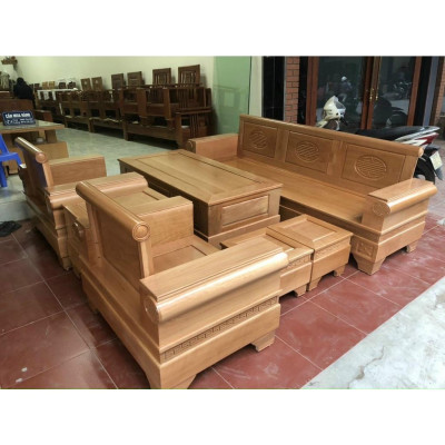 Bàn ghế gỗ sồi to