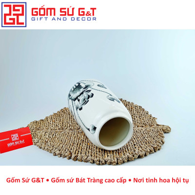 Lọ hoa dáng đu đủ vẽ sen tràm Gốm Sứ G&T