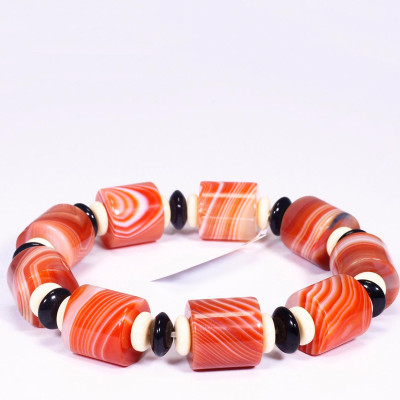 Vòng tay đá mã não cam đốt trụ mệnh hỏa, thổ - Ngọc Quý Gemstones