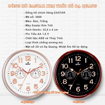 Đồng Hồ KIM TRÔI EASTAR Tròn có DẠ QUANG và Đồng hồ Tự Động Đo NHIỆT ĐỘ - ĐỘ ẨM - Bảo Hành 1 Năm - Tặng Pin Maxell
