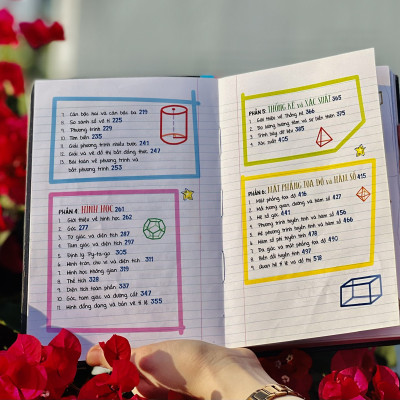 Combo sách Sổ tay toán học, Sổ tay bài tập toán ( bộ 2 cuốn ), sách tham khảo toán học lớp 4 đến lớp 9 - Hiệu sách Genbooks, bìa cứng in màu