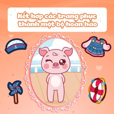 Sách - Mini Fashion - Heo Piggy - Bóc Dán Hơn 100+ Stickers Váy, Phụ Kiện Xinh Đẹp) Cho Bé Gái - Megabook
