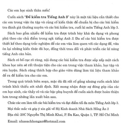 Đề Kiểm Tra Tiếng Anh 3 - Có Đáp Án (Biên Soạn Theo Chương Trình GDPT Mới) (HA)