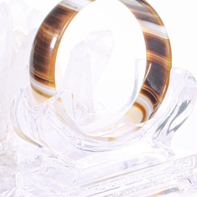 Vòng tay đá mã não vàng nâu bản hẹ ni 58 mệnh thổ, kim - Ngọc Qúy Gemstones