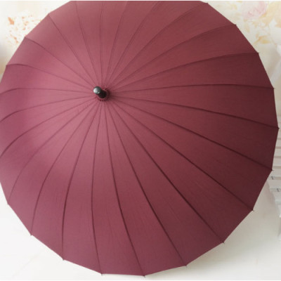 Ô cán dài đi mưa cỡ lớn 24 nan chồng lật cao cấp màu đỏ đô