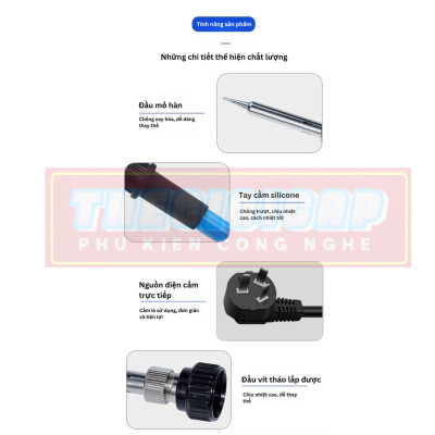 ROGTZ Mỏ Hàn Có Màn Hình LCD Hiển Thị 909DR 80W - Hàng Nhập Khẩu