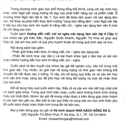 Hướng Dẫn Viết, Nói Và Nghe Các Dạng Văn Lớp 8 - Tập 2 (Dùng Chung Cho Các Bộ SGK Hiện Hành) _HA