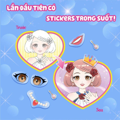 Sách - Trang Điểm Công Chúa Nhật Bản Mori - Tô Màu Và Bóc Dán Hơn 100+ Stickers Xinh Đẹp Cho Bé Gái - Megabook
