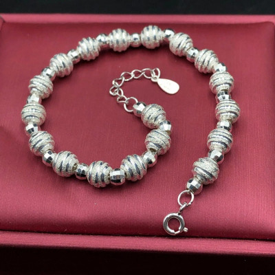 Lắc , Vòng Tay Nữ Bạc Ta Bi Phay Cát 3D BẠC HIỂU MINH LTU522S